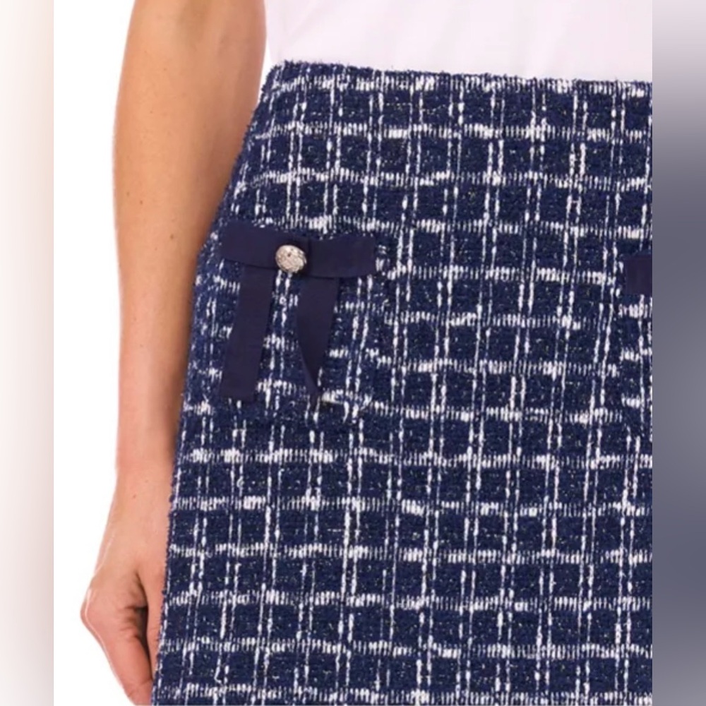 CeCe Navy & White Tweed Mini Skirt sz small - Picture 2 of 8